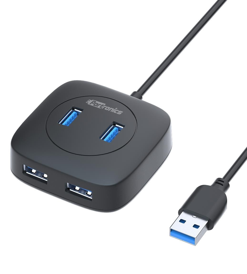 Portronics Mport 4A POR-1159 4-Port USB Hub High Speed (Black)